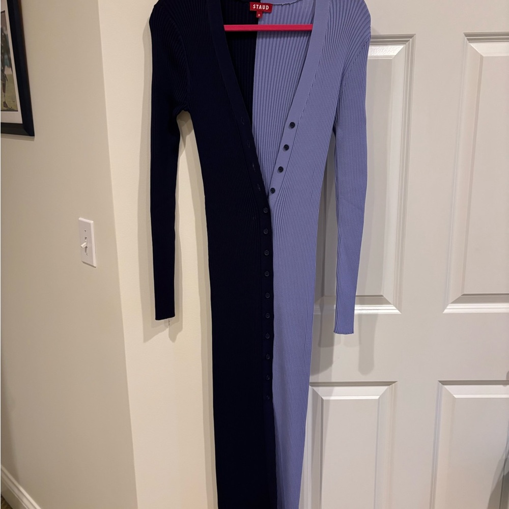 STAUD Navy and Lavender SHOKO cardigan/dress